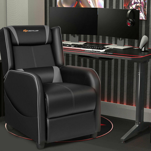 Gray Adjustable Massage Gaming Recliner Chair with Footrest and Storage