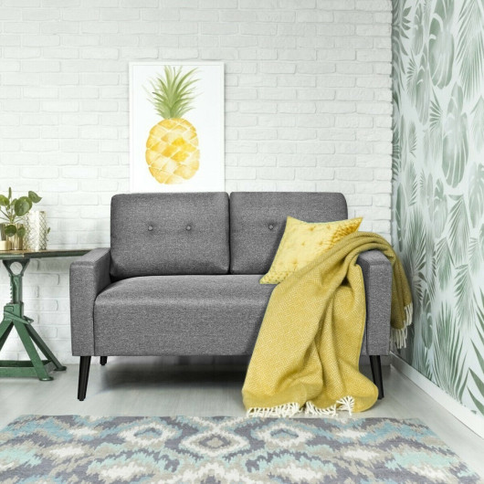 55 Inch Gray Modern Loveseat Sofa with Linen Cushion