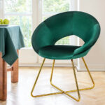 Velvet Accent Chair with Gold Legs and Ergonomic Design