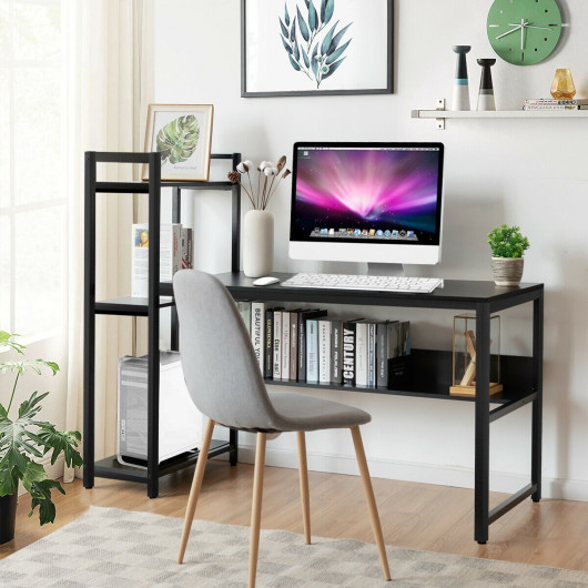 59-Inch Computer Desk with 4-Tier Shelves for Home Office