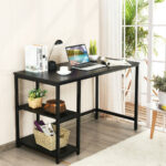 47 Inch Black Computer Desk with Adjustable Shelf