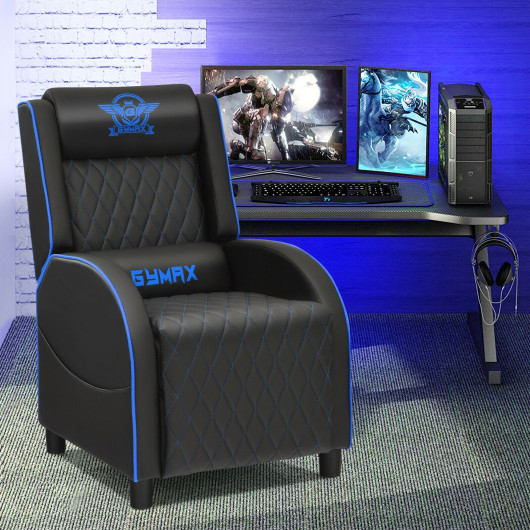 Massage Recliner Chair with Adjustable Backrest for Home Theater Blue