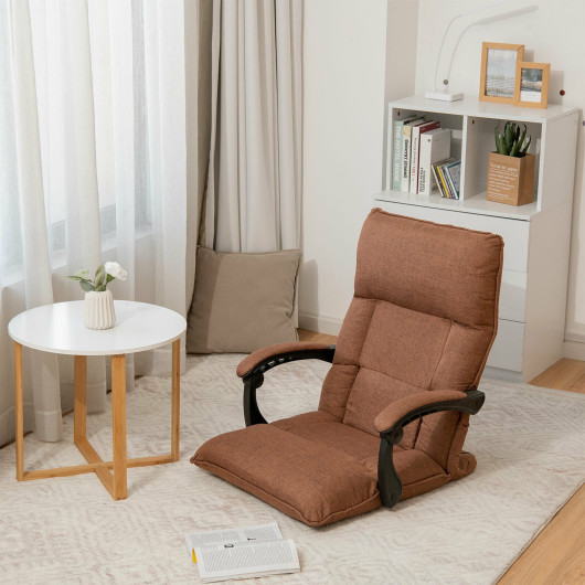 Adjustable 14-Position Floor Sofa Chair with Armrests and Pillow - Image 6