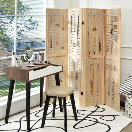 Foldable 5 ft Pegboard Room Divider Privacy Screen (4 Panels)