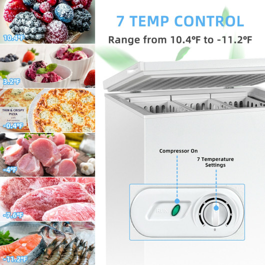 Compact 5 Cu.ft Chest Freezer with 3 Storage Baskets White - Image 7