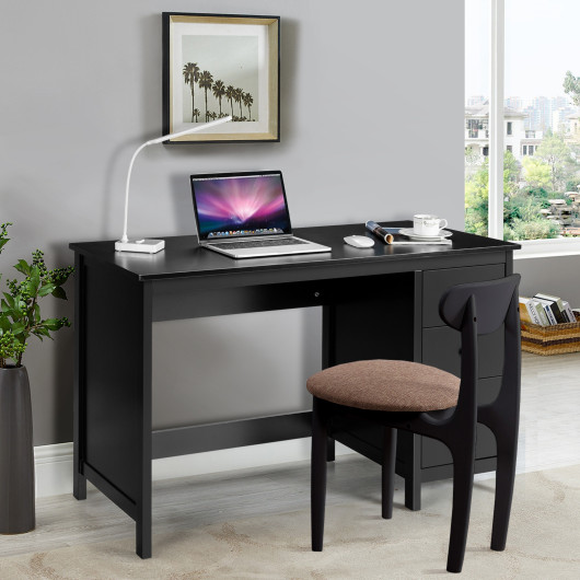 Ergonomic Computer Desk with Spacious Tabletop and 3 Storage Drawers