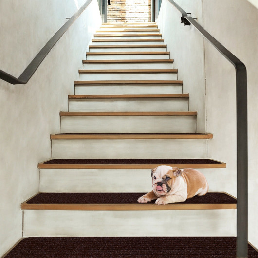 Non-Slip Washable Stair Treads Polyester Carpet Brown (Set of 15) - Image 6