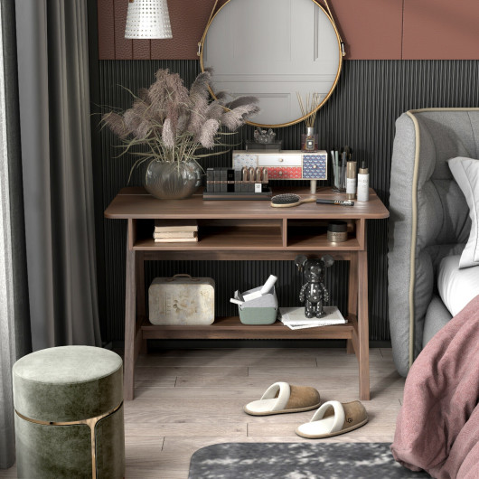 Vintage Writing Desk with Hidden Storage and Open Shelves - Image 2