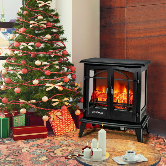 25 Inch Freestanding Electric Fireplace Heater with 3D Flame Effect