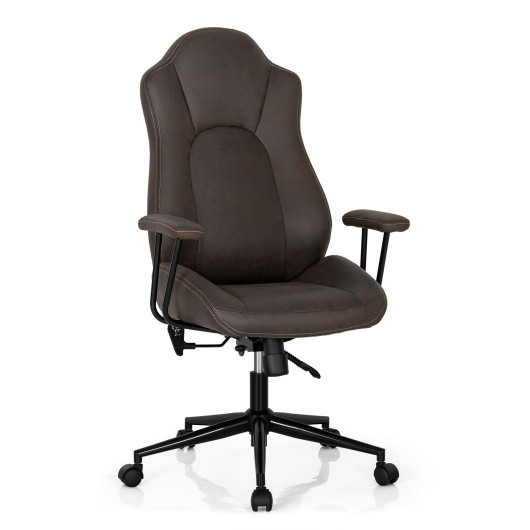 Adjustable High Back Executive Office Chair with Armrests Brown