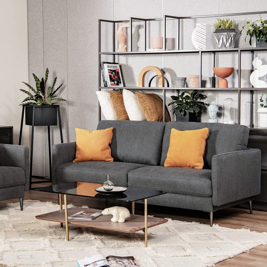 Modern Two-Seat Fabric Loveseat with Cushions for Small Spaces
