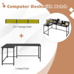 L-Shaped Computer Desk with Hutch and Bookshelf for Offices