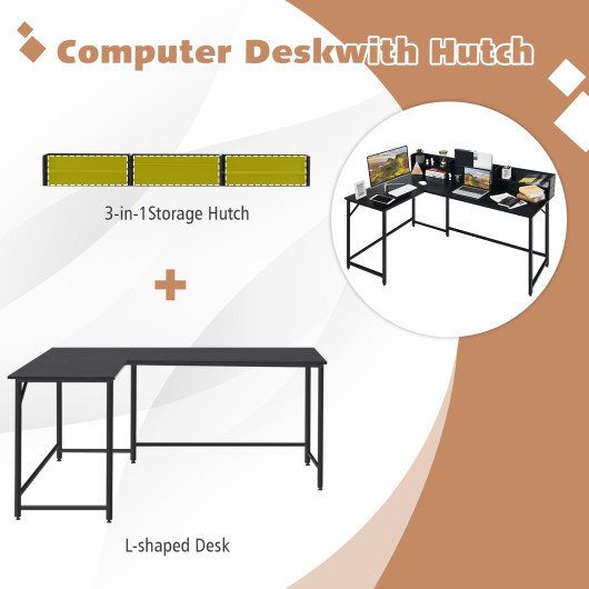 L-Shaped Computer Desk with Hutch and Bookshelf for Offices - Image 5