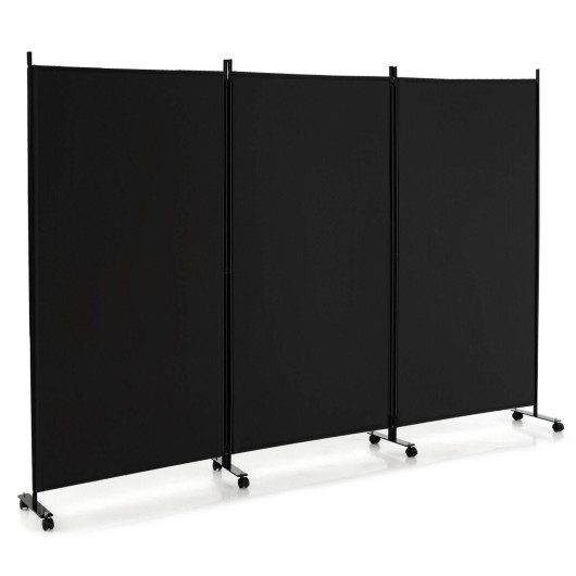 3 Panel Rolling Room Divider with Lockable Wheels