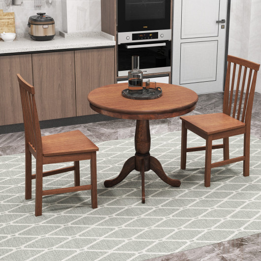 Round Wooden Dining Table and Chairs for Small Spaces (Set of 3) - Image 2