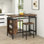 Counter-Height Dining Table Set with Storage for Small Spaces (3-Piece)