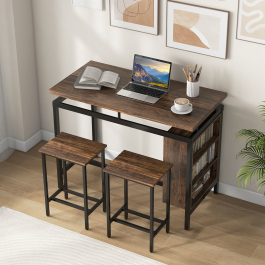 Counter-Height Dining Table Set with Storage for Small Spaces (3-Piece) - Image 2