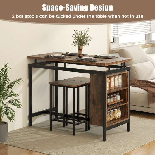 Counter-Height Dining Table Set with Storage for Small Spaces (3-Piece) - Image 7