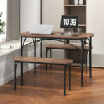 Industrial 3 Piece Dining Table Set with Benches (Set of 3)