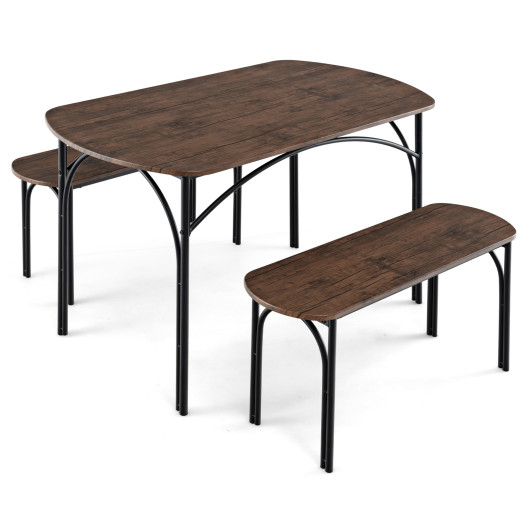 Industrial 3 Piece Dining Table Set with Benches (Set of 3) - Image 3