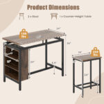 Counter-Height Dining Table Set with Storage for Small Spaces (3-Piece)