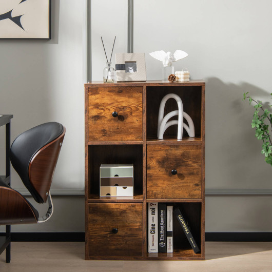 Rustic 3 Tier Bookshelf with Wall Anchor for Living Room