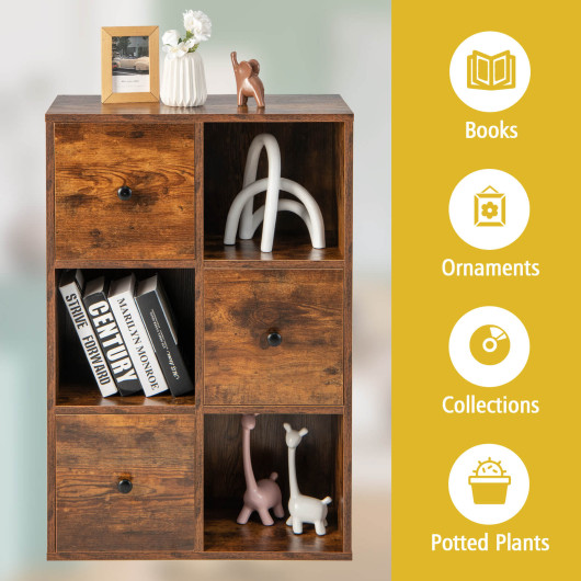 Rustic 3 Tier Bookshelf with Wall Anchor for Living Room