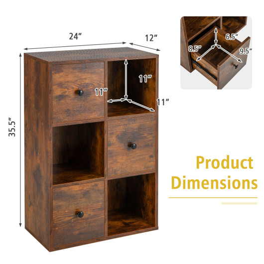 Rustic 3 Tier Bookshelf with Wall Anchor for Living Room