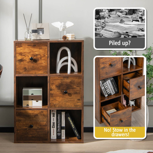Rustic 3 Tier Bookshelf with Wall Anchor for Living Room