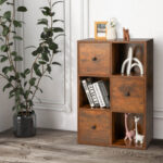 Rustic 3 Tier Bookshelf with Wall Anchor for Living Room