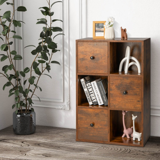 Rustic 3 Tier Bookshelf with Wall Anchor for Living Room
