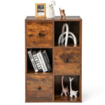 Rustic 3 Tier Bookshelf with Wall Anchor for Living Room