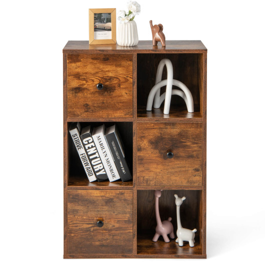 Rustic 3 Tier Bookshelf with Wall Anchor for Living Room
