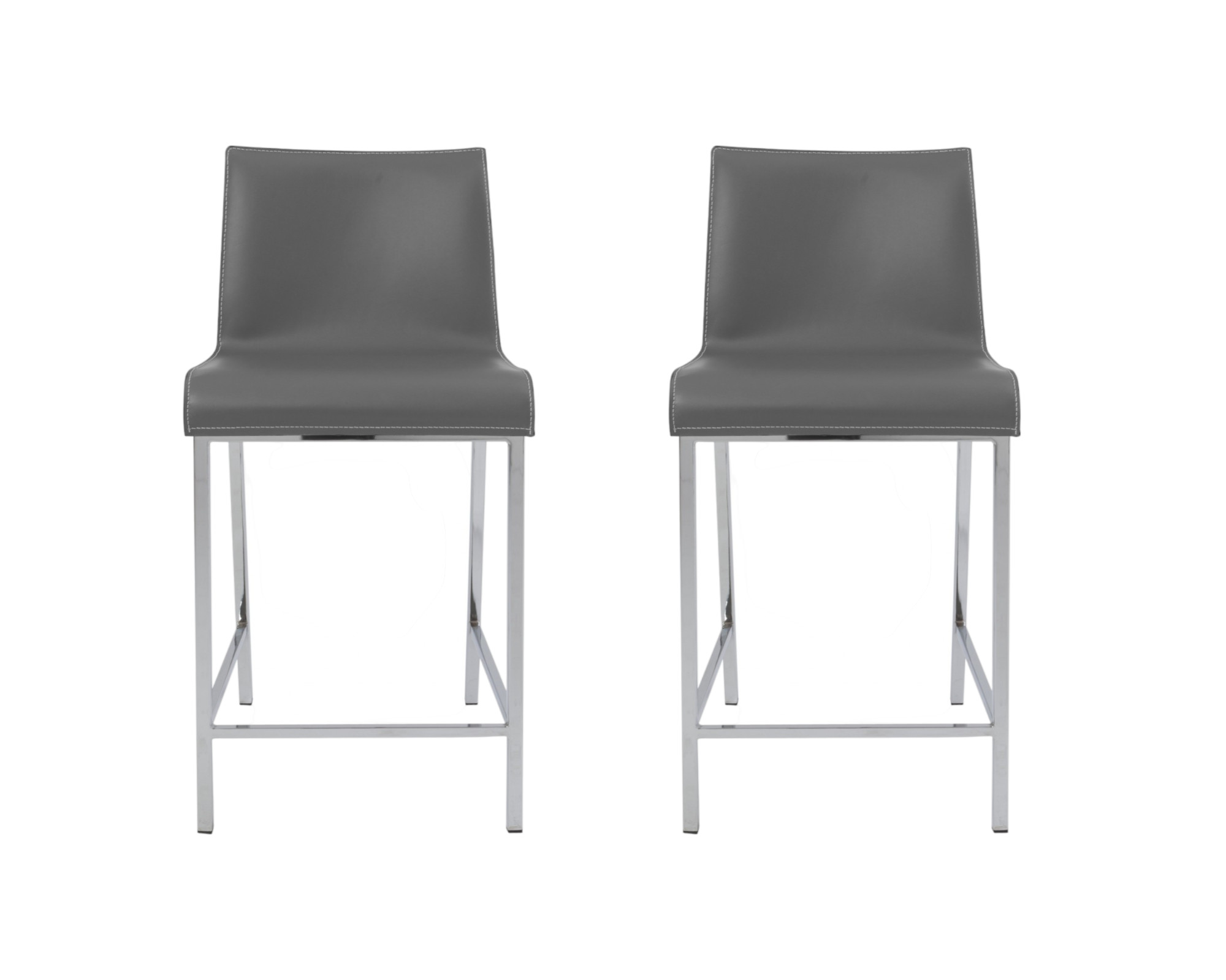 24 Inch Gray and Silver Steel Counter Height Bar Stools (Set of 2)