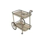Chrome Glass Rolling Bar Cart with Two Tiers and Wheels