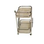 Chrome Glass Rolling Bar Cart with Two Tiers and Wheels