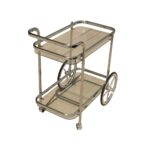 Chrome Glass Rolling Bar Cart with Two Tiers and Wheels