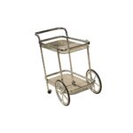 Chrome Glass Rolling Bar Cart with Two Tiers and Wheels