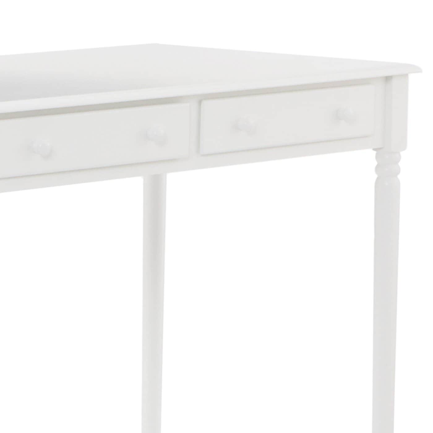 White Solid Wood Writing Desk with Two Drawers and Spindle Legs - Image 7