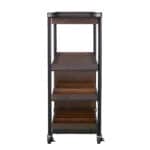 Brown Rolling Bar Cart with Shelves, Towel Racks, and Wheels