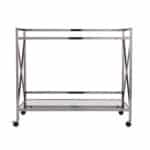 Silver Metal Bar Cart With Mirrored Glass and Locking Wheels