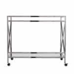Silver Metal Bar Cart With Mirrored Glass and Locking Wheels