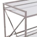 Silver Metal Bar Cart With Mirrored Glass and Locking Wheels
