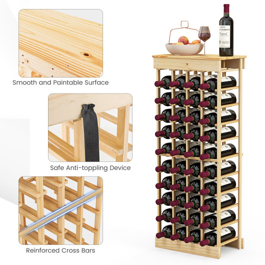 Modular Pine Wood Wine Rack Holds 40 Bottles - Image 7