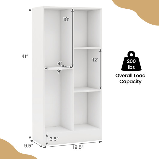 5-Cube Floor Bookcase with Anti-Tipping Kits and Storage