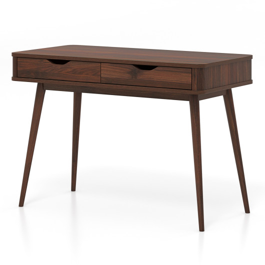 Space-Saving Computer Desk with Drawers and Sturdy Wood Legs