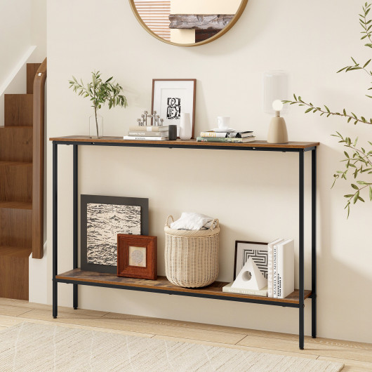 Slim 44 Inch Console Table with Shelf and Stability Features