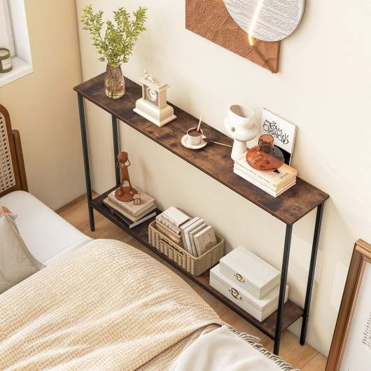 Slim 44 Inch Console Table with Shelf and Stability Features - Image 2