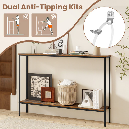 Slim 44 Inch Console Table with Shelf and Stability Features - Image 7