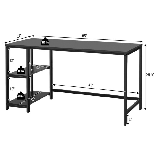 47 Inch Black Computer Desk with Adjustable Shelf - Image 11